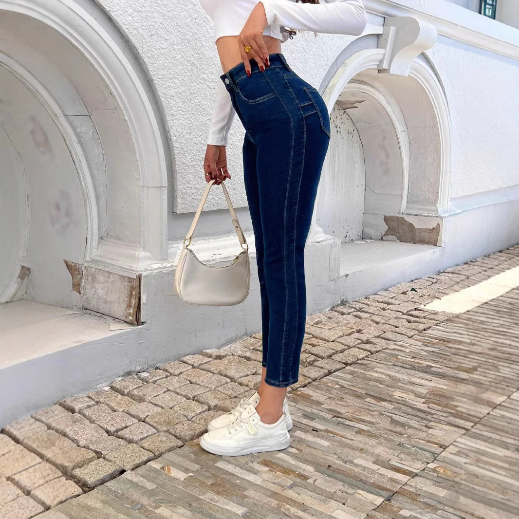 European and American tight elastic leggings jeans for women.