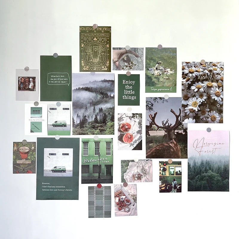 Ins Nordic Retro Wall Decorative Photo Card Stickers Bedroom Art Postcard Decoration DIY Wall Card Stickers Photography Props