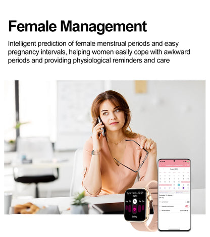 2025 New Iatrology Grade Smart Watch Women Blood pressure Blood oxygen Fat Heart Rate Menstrual Tracking BT Call Bracelet Ladies.