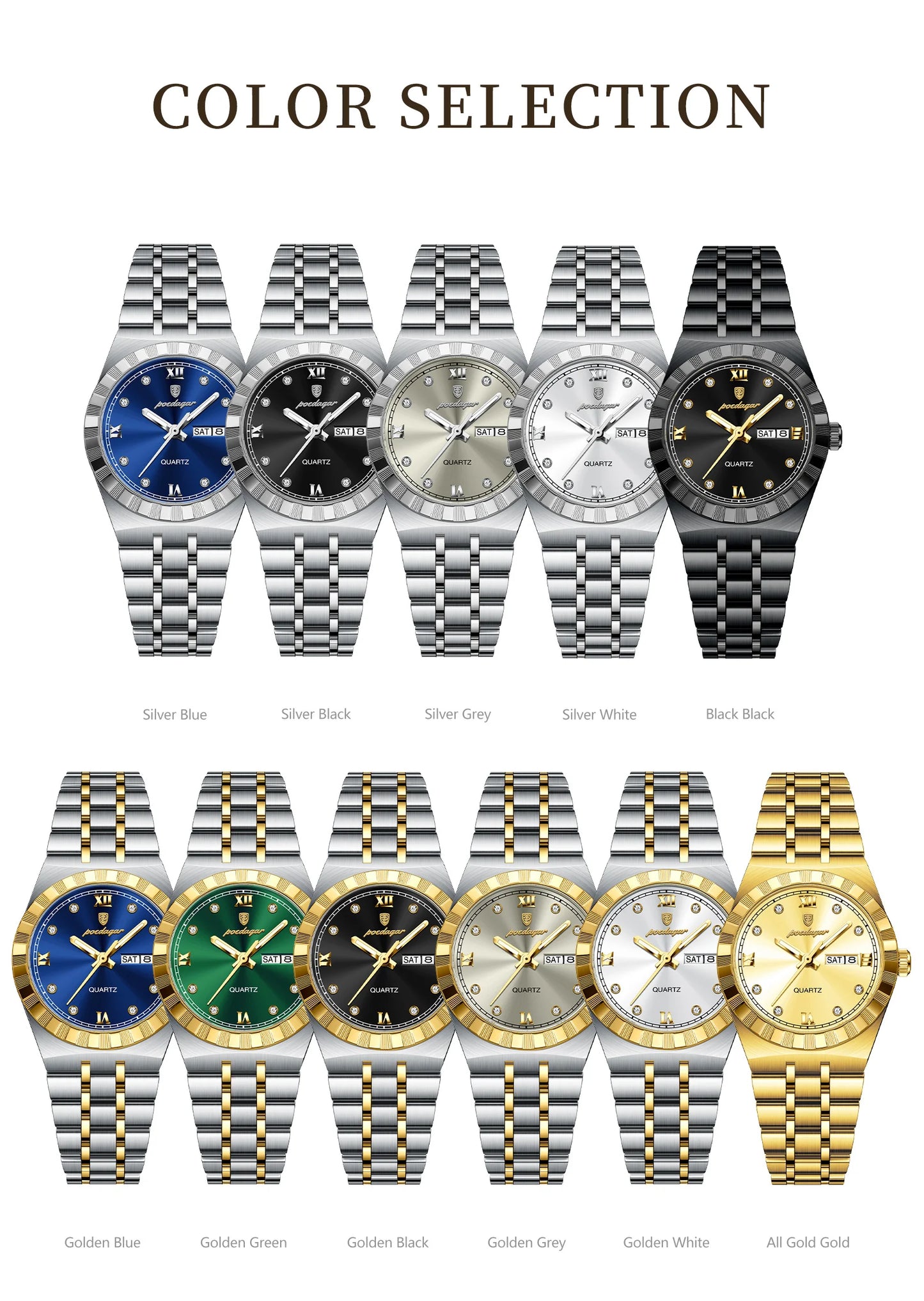 POEDAGAR Luxury Original Ladies Watch Luminous Waterproof Week Date Woman Wristwatch Stainless Steel Women Quartz Watches Female.