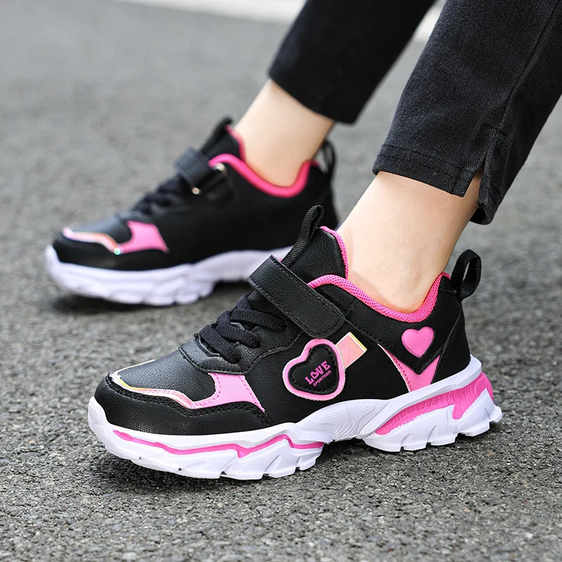 Autumn Girls Sneaker Children Leather Shoes PU Daily Kids Casual Walking Sneaker Platform Sports Tennis Sports Shoes Girl.