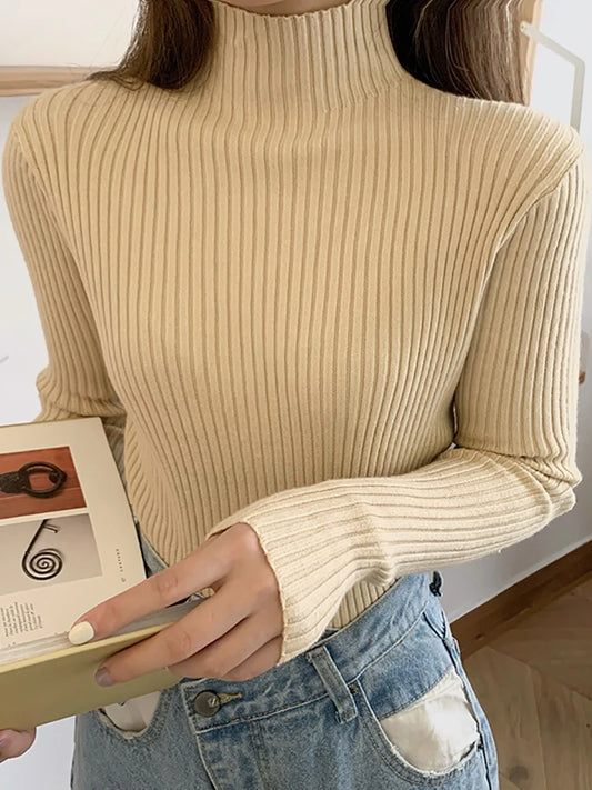 2026 chic Herbst winter Pullover Pullover Frauen Langarm casual rollkragen warme grundlegende Pullover stricken Jumper top