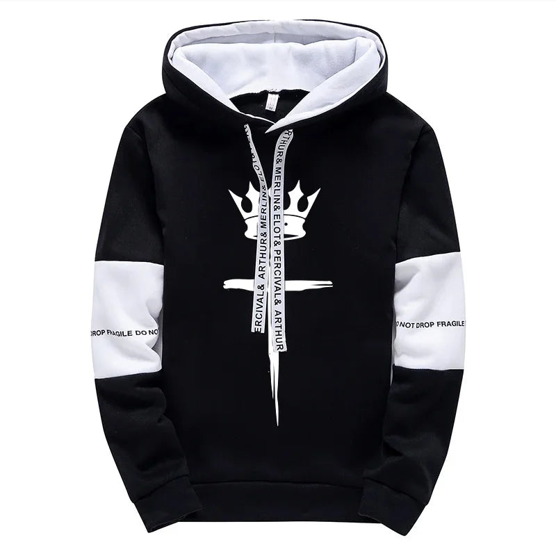 Cross Crown Print Sweatshirts Sweatpants High Quality Street Fashion Tracksuit 2025 Fall/winter Men's Sportswear 2pcs Set.