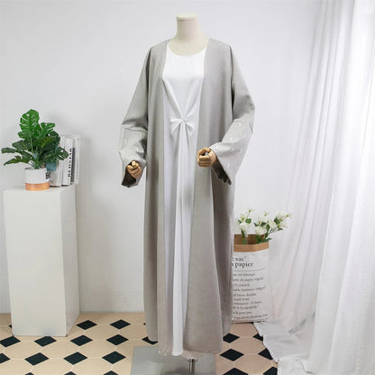 Lose Kaftan muslimischen Abayas Frauen islamische Kleidung Mond Stickerei offene Front Abaya Langarm Maxi Länge Kleid Frauen Jilbabs