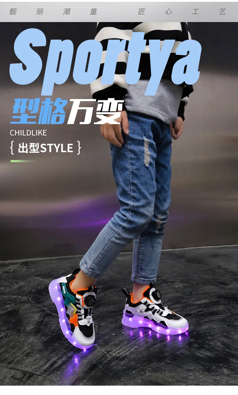 Children Fashion Kids Led Shoes for Girls Usb Charging Sneakers Outdoor Sport Footwear Boys Luminous Shoes 2023 Glowing Sneakers.