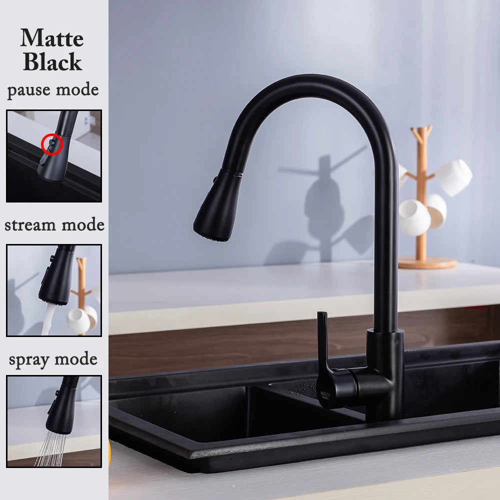 Kitchen Faucet Black Kitchen Tap  Pull Out  Kitchen Sink Mixer Tap Brushed Nickle Stream Sprayer Head Chrome Kitchen Water Tap