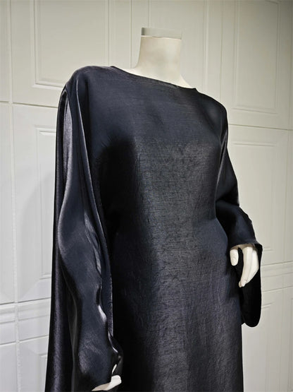 Batwing Butterfly Sleeve Satin Khimar Abaya Dubai Luxury 2024 Muslim Kaftan Dress Abayas For Women Kebaya Caftan Vestidos Femme.