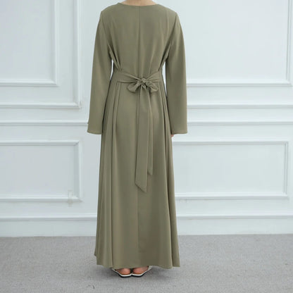 Bandage Plain Abaya Dubai For Women Kaftan Muslim Modest Long Dresses Islam Caftan Marocain Kebaya Robe Femme Musulmane Vestidos.