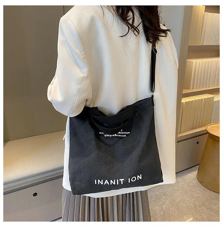 Japanese Canvas Men's and Women's Simple Cross-body Bag Wash Canvas Thick Handbag Large Capacity Arts Students Package Satchel