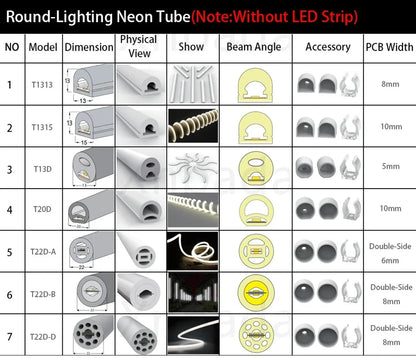 T0511/0513/0515 LED Neon Rope Tube 5050 flexible Led Strip Light Silica Gel silicone hose for WS2812 WS2815 8/10/12mm PCB Lights.