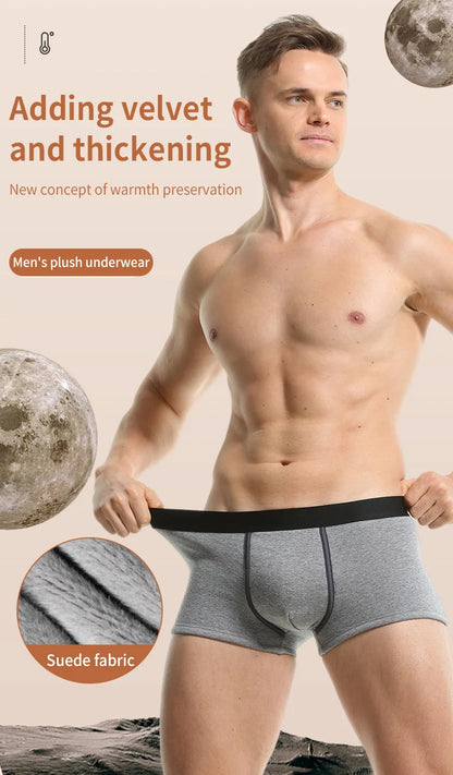 3er-Pack warme Unterwäsche für Herren, Samt und verdickt, Herren-Boxershorts, kältebeständige Shorts für Herbst und Winter, Sport für Jungen