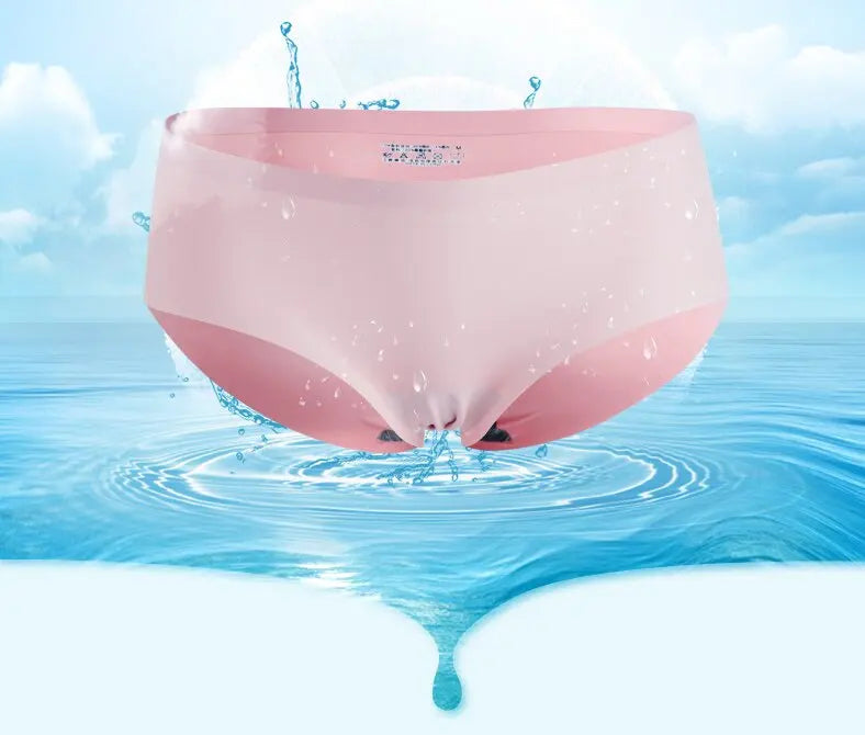 4PCS/Set Plus Size Women's Panties Solid Seamless Underwear Comfortable Breathable Ice Silk Sexy Lingerie Intimates Underpants.