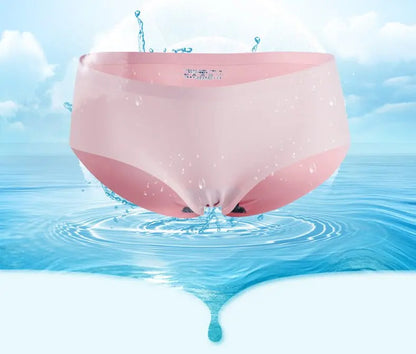 4PCS/Set Plus Size Women's Panties Solid Seamless Underwear Comfortable Breathable Ice Silk Sexy Lingerie Intimates Underpants.