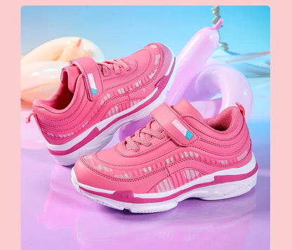 Girls Sport Shoes Waterproof Running Kids Sneakers Casual Leather Pink Breathable Fashion Antislip Lightweight Children Shoes.
