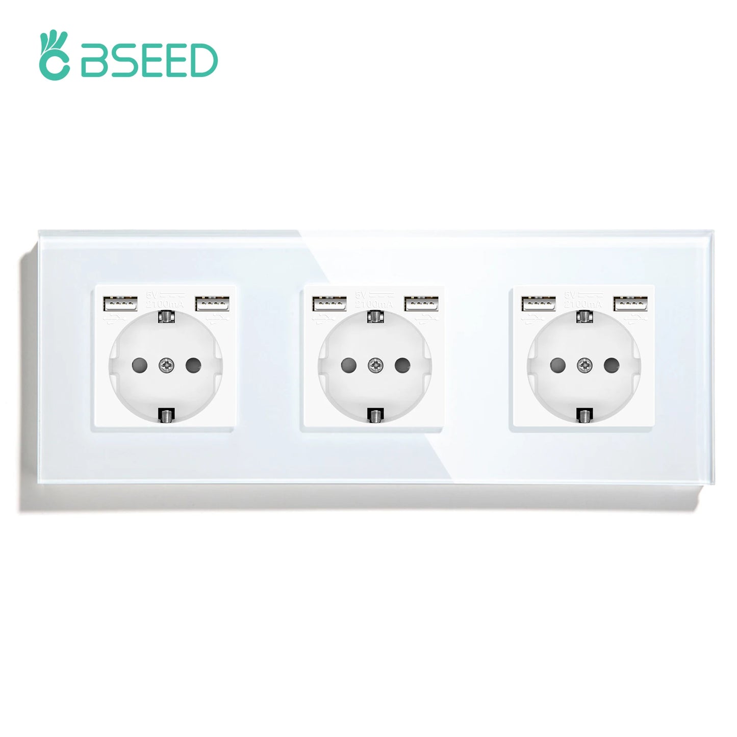 BSEED EU-Standard, einzelne Steckdose, Touch-Schalter, USB-Wandsteckdosen, Doppelsteckdosen, dreifache Steckdosen, vierfache Glassteckdosen