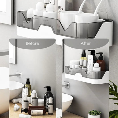 Kein Bohren Badezimmer Regal Kunststoff Dusche Organizer Wand montiert Toilettenartikel Lagerregal Shampoo Halter Bad Zubehör