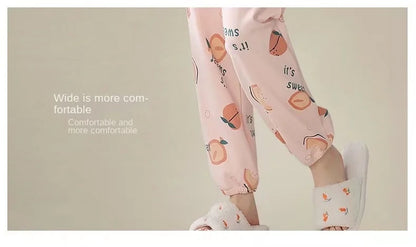 Gebündelte Füße Pyjama Frauen Frühling Herbst Langarm Terylen Baumwolle Frauen Herbst-Winter Plus-Size-Freizeit Herbst Home Wear Set.