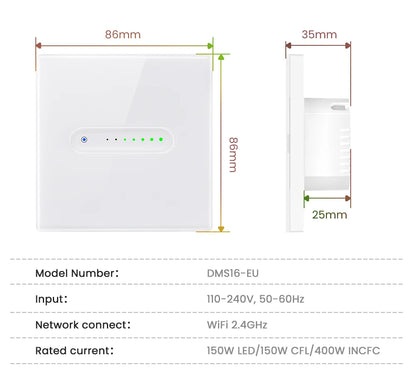 AVATTO Tuya WiFi Smart Dimmer Schalter EU 1/2 Gang Touch Licht Schalter Glas Panel APP Fernbedienung Funktioniert Mit Alexa Google hause.