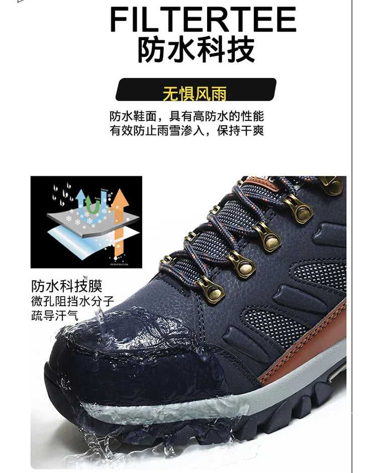 Winter Tactical Boots Combat Autumn Hiking Boots Men Snow Warm Fur Sneakers Padded Trekking Black Waterproof Leathe Sneakers.