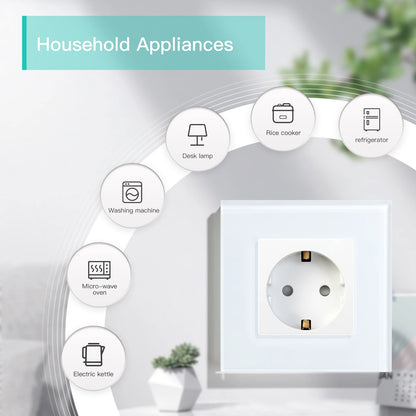 BSEED EU Standard Einzigen Steckdose Doppel Glas Steckdosen Triple Steckdosen Steckdose Für Home Office Schlafzimmer 16A.