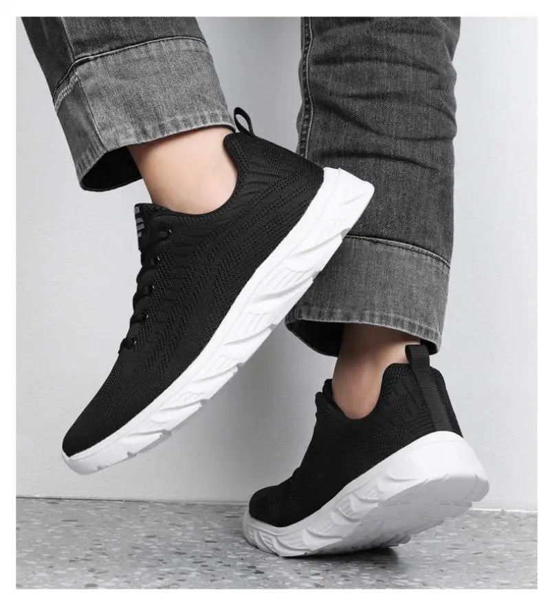 Men's Trendy Lace Up Knit Sneakers Casual Outdoor Athletic Running Walking Gym Shoes.