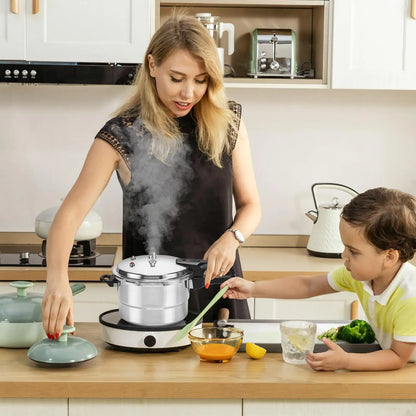 Pressure Cooker Pot 5L Grain Cooker With Steamer Insert Cooking Pot Aluminum Alloy Cookware For Poultry Meat Vegetable Seafood.