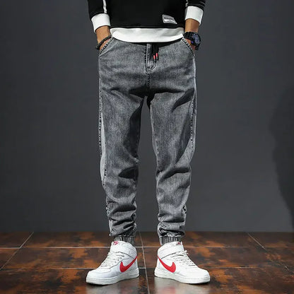 Trendy Brand Spring Autumn 2023 New Men's Jeans Loose Fit Versatile Workwear Style Korean Casual Long Pants.