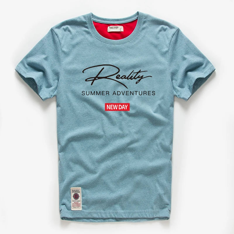 Men's T-shirt Cotton White Blue T Shirt Men Autumn Summer Causal O-neck Basic Tshirt Male High Quality Classical Tops Designer.