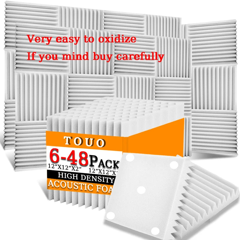 TOUO Sound-Absorbing Foam 6-48 Pcs Acoustic Foam Panels Wall Soundproofing Studio Acoustic Treatment Sound Absorbing Material