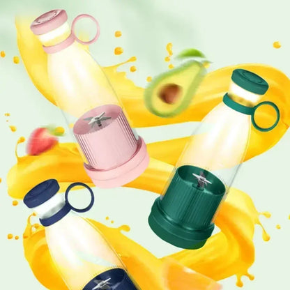 6-Blade Mini Portable Electric Juicer Bottle – USB-Charged, Shakes Orange/Lemon, Works As Fresh Fruit Mixer & Squeezer.