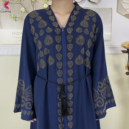 New Style Women Muslim Dress Chiffon Open Abaya 2024 Dubai Women Elegant Dress Islamic Clothing Zipper Cardigan Abaya With Scarf.