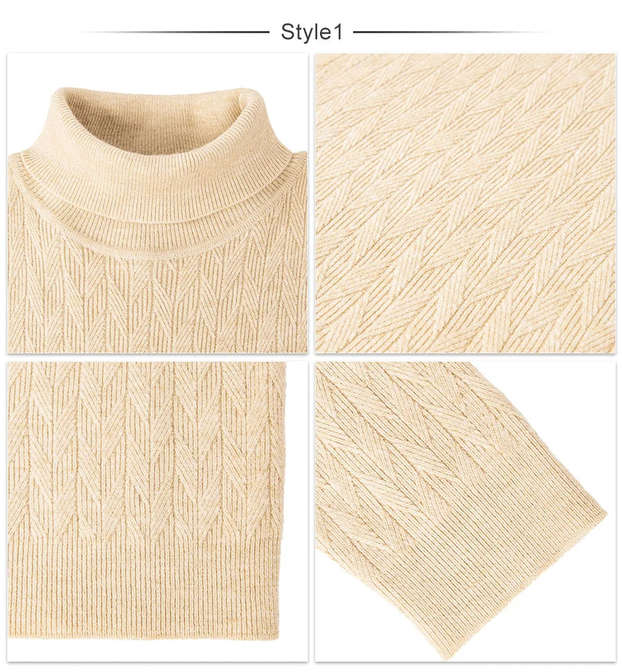 VOBOOM Men's Casual Slim Fit Basic Tops Knitted Lightweight Crewneck Twist Sweaters Turtleneck Pullover Sweater.