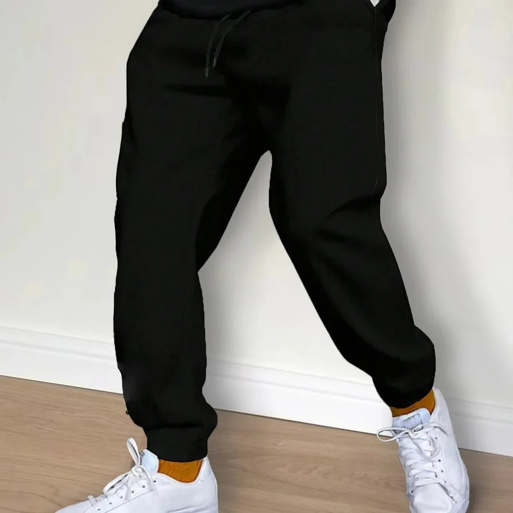 Mens Casual Pants Autumn Winter Fleece Sweatpants Men Running Jogger Sports Gym Trousers Fashion Solid Color Workout Long Pants.