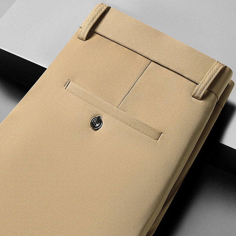 29-42 Men's Summer Pants Thin Straight Stretch Casual Pants with No Trace No Ironing Fabric Silky and Cool Feeling