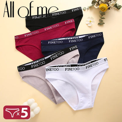 5Pcs/Set Sexy Women' Cotton Pantys Comfort Letter Printed Woman Briefs Ladies Underpants Fashion Girls Waist Band Lingerie M-XXL.