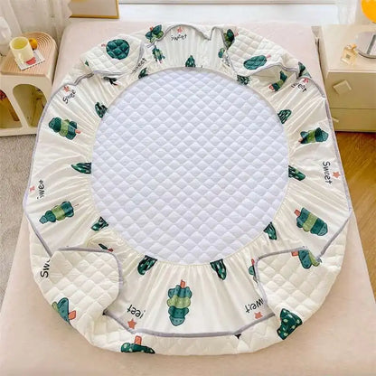 Quilted Mattress Cover 150x200cm - Thick Skin-Friendly Fitted Sheet, 매트리스커버 Breathable Bed Covers (Pillowcase Sold Separately).