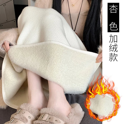 2025 New Thick Knit Midi Skirt High Waisted Straight Hem Bodycon Pencil Skirts for Petite Women Cozy Fall Winter Fashion