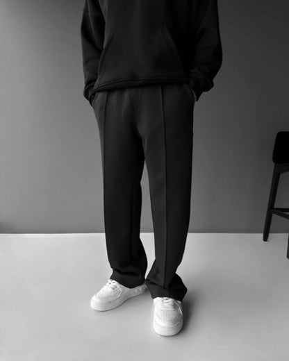 2025 Spring and summer men's new four seasons loose straight tube sports casual pants comfortable suit pants drawstring waistban.