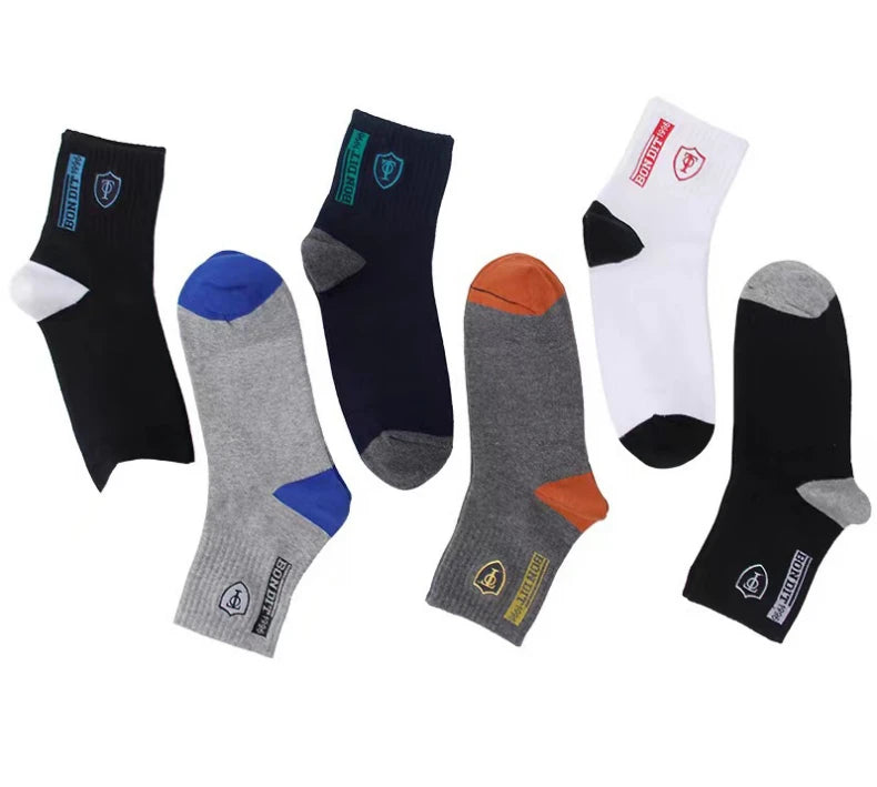 5 Pairs of Autumn and Winter MEN'S Sports Socks for Summer Leisure, Sweat Wicking, Lightweight and Breathable Basketball Socks.