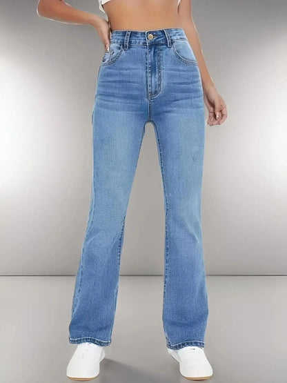 Spring 2025 Women's High Waist Straight Leg Light Blue Jeans Slimming Versatile Denim Pants Fashionable Casual Trousers.