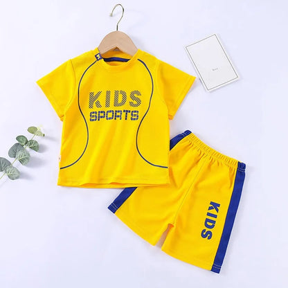 Children Clothing Set Kids Short Sleeved Summer Outfit Quick Drying Football Set Boy Girl Sport Wear Soft Breathable 1-12 Years.