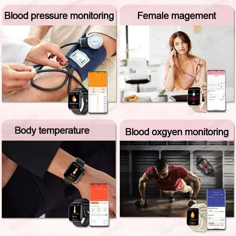 2025 New Iatrology Grade Smart Watch Women Blood pressure Blood oxygen Fat Heart Rate Menstrual Tracking BT Call Bracelet Ladies.