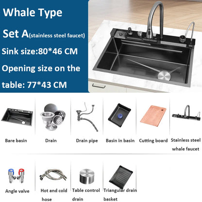 Wvier multifonction Whale Shaped Large Sink rubinetto cucina lavello cosas para casa waterfall kitchen-sink