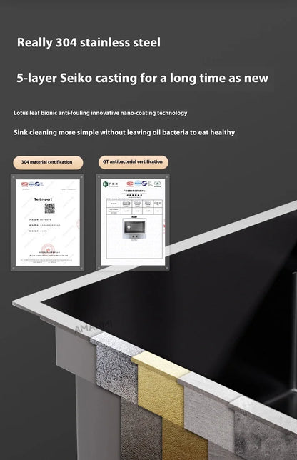 Water Catalyst Stainless Steel Kitchen Sink Multifunctional Smart Double slot Cleaning Ingredients Dishes Kitchen Sink