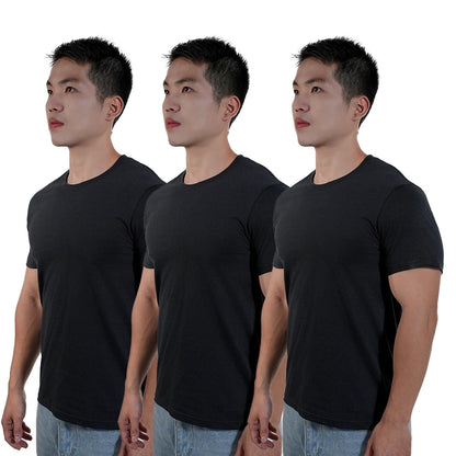 3pcs Mens Plain T-Shirt Casual 100% Cotton Slim Fit Short Sleeve Fitness Top Gym Clothes Soft Male White Black Big Size T Shirt.