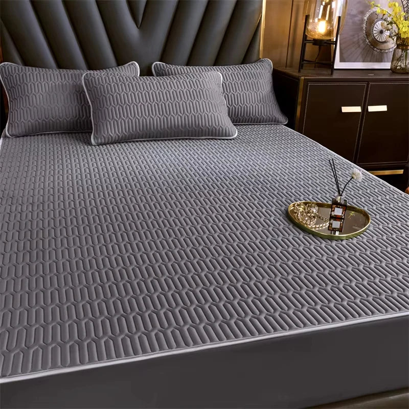 Waterproof Thicken bed Cover Solid color Mattress Protector Skin-Friendly Queen King Double Fitted Sheet Mat 90 140 180x200cm.