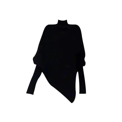 Women Black Gothic Pullover Sweater Harajuku Aesthetic Y2k Long Sleeves Turtleneck Knitted Sweaters Vintage 2000s Clothes Autumn.