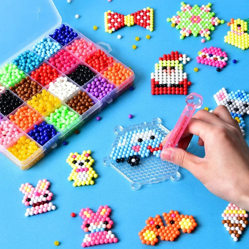 DIY Water Spray Magic Sticky Beads Toy Set Children's Handmade Puzzle Craft Kit Sensory Crystal Beads Kids Art Educational Gifts.