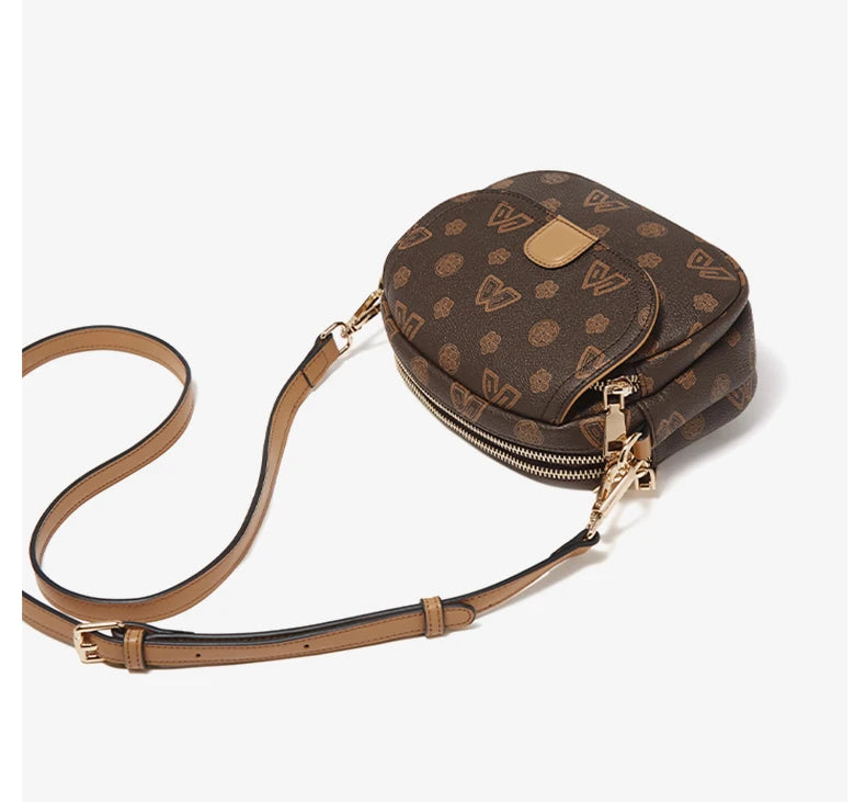 FOXER Women Small Shoulder Bag Fashion Monogram PVC Lady Crossbody Handbag with Adjustable Strap