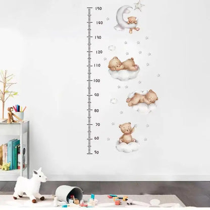 Cute Bear Moon Star Wall Stickers for Kids Rooms Girls Boys Baby Room Decoration Kawaii Cartoon Animal Nursery Wallpaper Vinyl